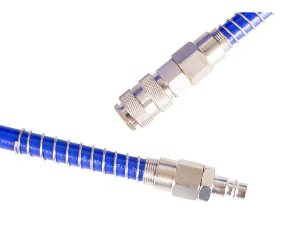 MDtools Hadice tlaková, spirálová, 9,5 mm x 13,5 mm x 5 m, 13 bar, s rychlospojkami Délka: 7,5 m
