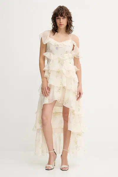 Šaty AllSaints SIENNA béžová barva, midi, W190DC