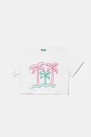 Dětské bavlněné tričko United Colors of Benetton bílá barva, 3SDLC10OX