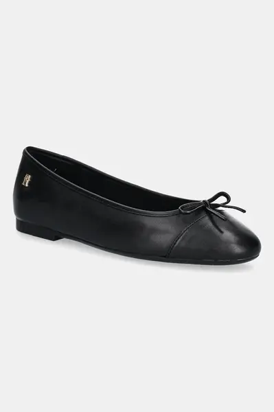 Kožené baleríny Tommy Hilfiger TOE CAP LEATHER BALLERINA