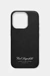 Obal na telefon Karl Lagerfeld iPhone 15 Pro černá barva, KLHCP15LPGWCMKHK