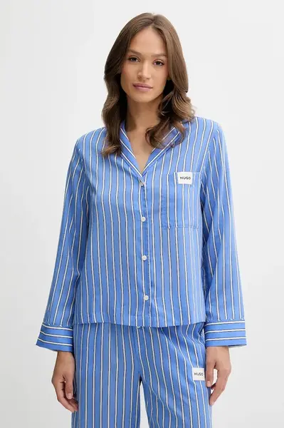 Pyžamová košile HUGO dámská, fialová barva, 50544173