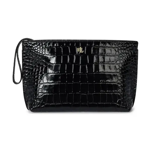 Kožené psaníčko Lauren Ralph Lauren černá barva, 432969466