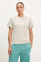 Bavlněné tričko adidas Tiro dámské, béžová barva, JM4358