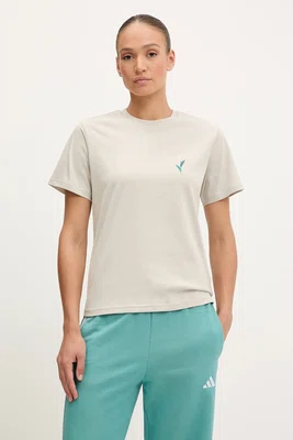 Bavlněné tričko adidas Tiro dámské, béžová barva, JM4358