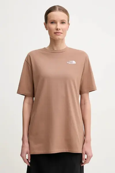 Bavlněné tričko The North Face Essential hnědá barva, NF0A87NQ6IH1