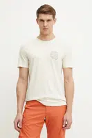 Tričko Fjallraven Hemp Blend Out Here béžová barva, s potiskem, F12600265