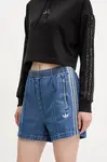 Džínové šortky adidas Originals Firebird dámské, modrá barva, s aplikací, high waist, JD2562