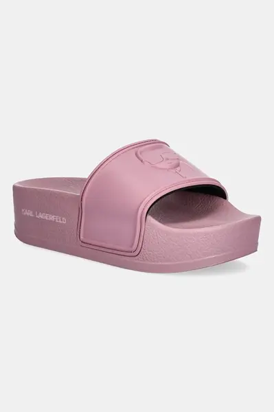 Pantofle Karl Lagerfeld KONDO MAXI dámské, růžová barva, na platformě, KL80819M