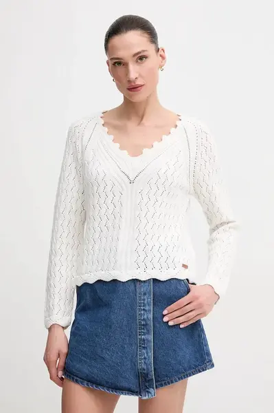 Bavlněný svetr Pepe Jeans OLYA SWEATER dámský, béžová barva, lehký, PL702288