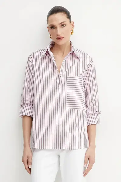 Košile MAX&Co. dámská, růžová barva, relaxed, s klasickým límcem, 2516111024200