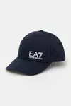 Bavlněná baseballová čepice EA7 Emporio Armani tmavomodrá barva, s potiskem, AF11989.7X000005