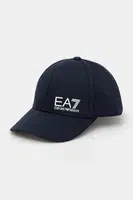 Bavlněná baseballová čepice EA7 Emporio Armani tmavomodrá barva, s potiskem, AF11989.7X000005