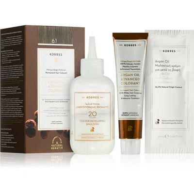 Korres Argan Oil permanentní barva na vlasy s arganovým olejem odstín 6.1 Ash Dark Blonde 50 ml