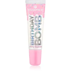 essence Birthday Bomb transparentní lesk na rty pro třpytivý lesk odstín 01 Cake My Day! 10 ml
