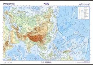 Asie – reliéf a povrch – školní nástěnná mapa