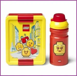 LEGO ICONIC Girl svačinový set (láhev a box) - žlutá/červená