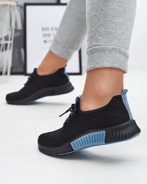 Resti Black women's sports shoes with blue inserts Keteti - Footwear