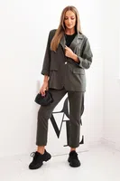 Kesi Włoski Dámský komplet Punto elegantní sako a kalhoty khaki