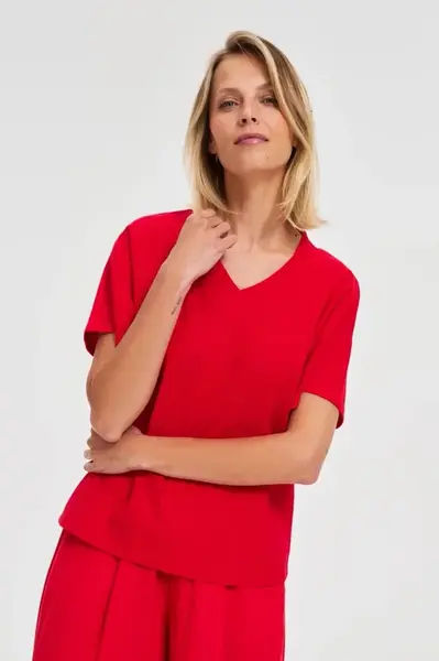 Marisse Red Cotton Blouse