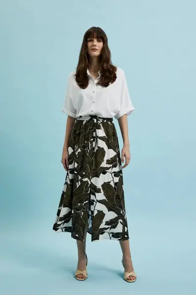 Dámská midi sukně MOODO se vzorem - khaki/černá