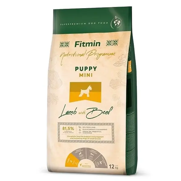Fitmin Dog Mini Puppy Lamb With Beef 12 kg | P56372