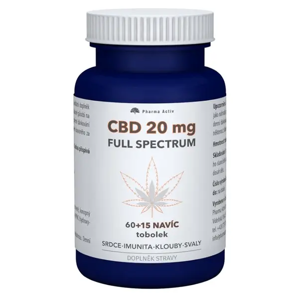 PHARMA ACTIV CBD full spectrum 20 mg 60 + 15 kapsúl