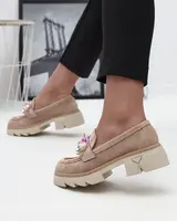 Resti Women's light brown openwork moccasins Peloga- Footwear