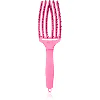 Olivia Garden Fingerbrush Boar & Nylon kefa na vlasy so štetinami z nylonu a diviaka Dolce Vita Pink Granita 1 ks