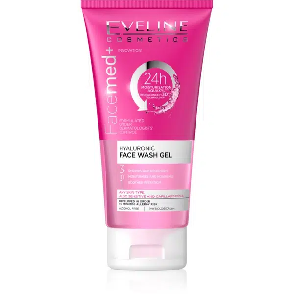 Eveline Cosmetics FaceMed+ čistiaci gél 3 v 1 s kyselinou hyalurónovou 150 ml