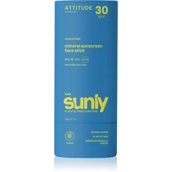 Attitude Sunly Kids Face stick minerálny krém na opaľovanie v tyčinke pre deti SPF 30 20 g