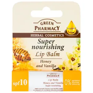Green Pharmacy Honey Lip Balm výživný balzam na pery SPF 10 bez silikónov, parabénov a farbív 3.6 g