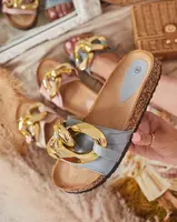 Resti Ladies' blue slippers with Sofig- Footwear decoration