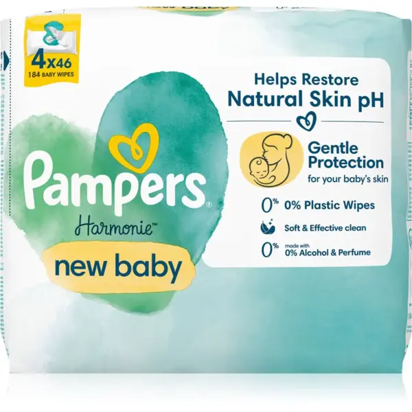 Pampers Harmonie New Baby vlhčené čistiace obrúsky pre deti 4x46 ks