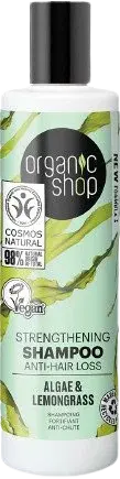 ORGANIC SHOP Posilňujúci šampón proti vypadávaniu vlasov Riasy a citrónová tráva 280 ml