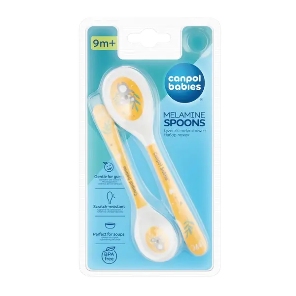 CANPOL BABIES Melamínové lyžice Exotic Animals žlté 2 ks