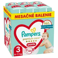 PAMPERS Premium Care Pants Plienkové Nohavičky, veľkosť 3, 6kg-11kg 144 ks
