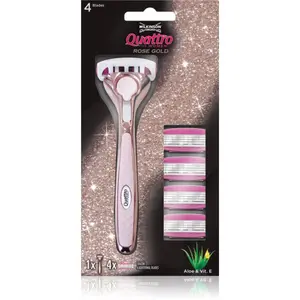 Wilkinson Sword Quattro for Women Rose Gold holiaci strojček + náhradné hlavice 4 ks