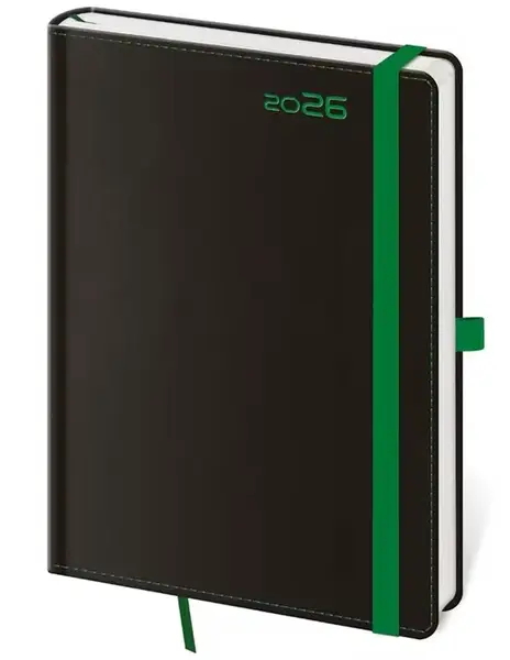 Týdenní diář 2026 B6 Black Green s poutkem