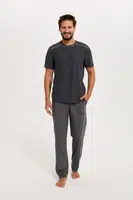 Men's pyjamas Abel, short sleeves, long legs - graphite/print