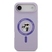 Zadní kryt Karl Lagerfeld Liquid Silicone Karl and Choupette MagSafe pro Apple iPhone Air, fialová