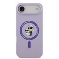 Zadní kryt Karl Lagerfeld Liquid Silicone Karl and Choupette MagSafe pro Apple iPhone 17 Air, fialová