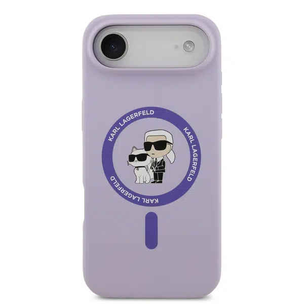 Zadní kryt Karl Lagerfeld Liquid Silicone Karl and Choupette MagSafe pro Apple iPhone Air, fialová