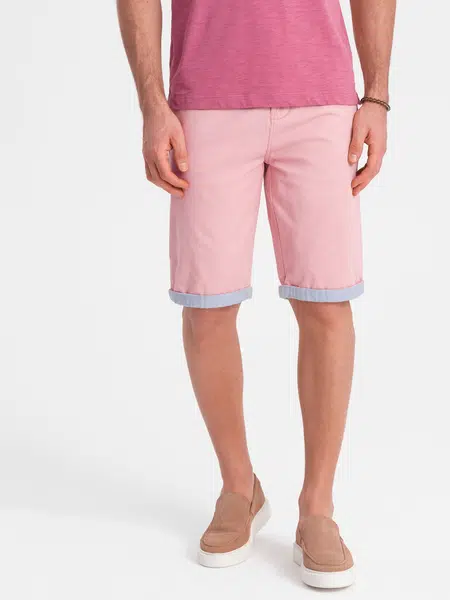 Ombre Men's chinos shorts with contrasting turn-up