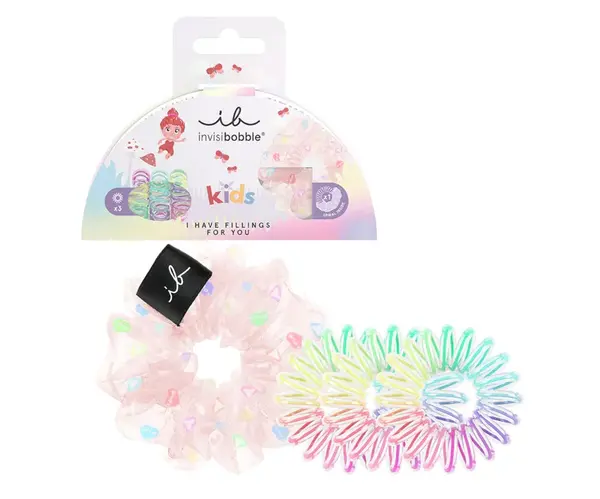 Detská sada ozdobných špirálových gumičiek Invisibobble KIDS I Have Fillings For You - 4 ks + darček zadarmo