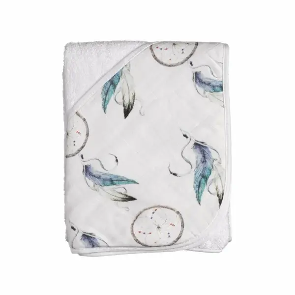 XKKO BMB Bambusová froté osuška s kapucňou, 90x90 - Dream Catcher BMBHOOD9002
