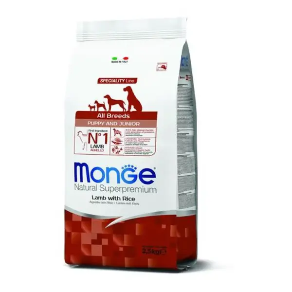 MONGE Natural Superpremium Puppy All Breed 2,5kg kompletné krmivo jahňa/ryža pre šteňatá všetkých plemien