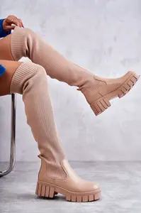 Boto Dámské vysoké boty Workers Béžová Austin