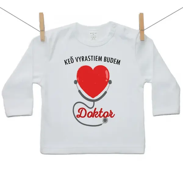 Boodyy Tričko s dlhým rukávom Keď vyrastiem budem doktor 128 (7-8 rokov)