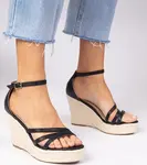 Gemre Black wedge espadrille sandals Malasia